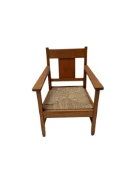 Art Deco Modernist Club Chair with Rush Seat, 1920s